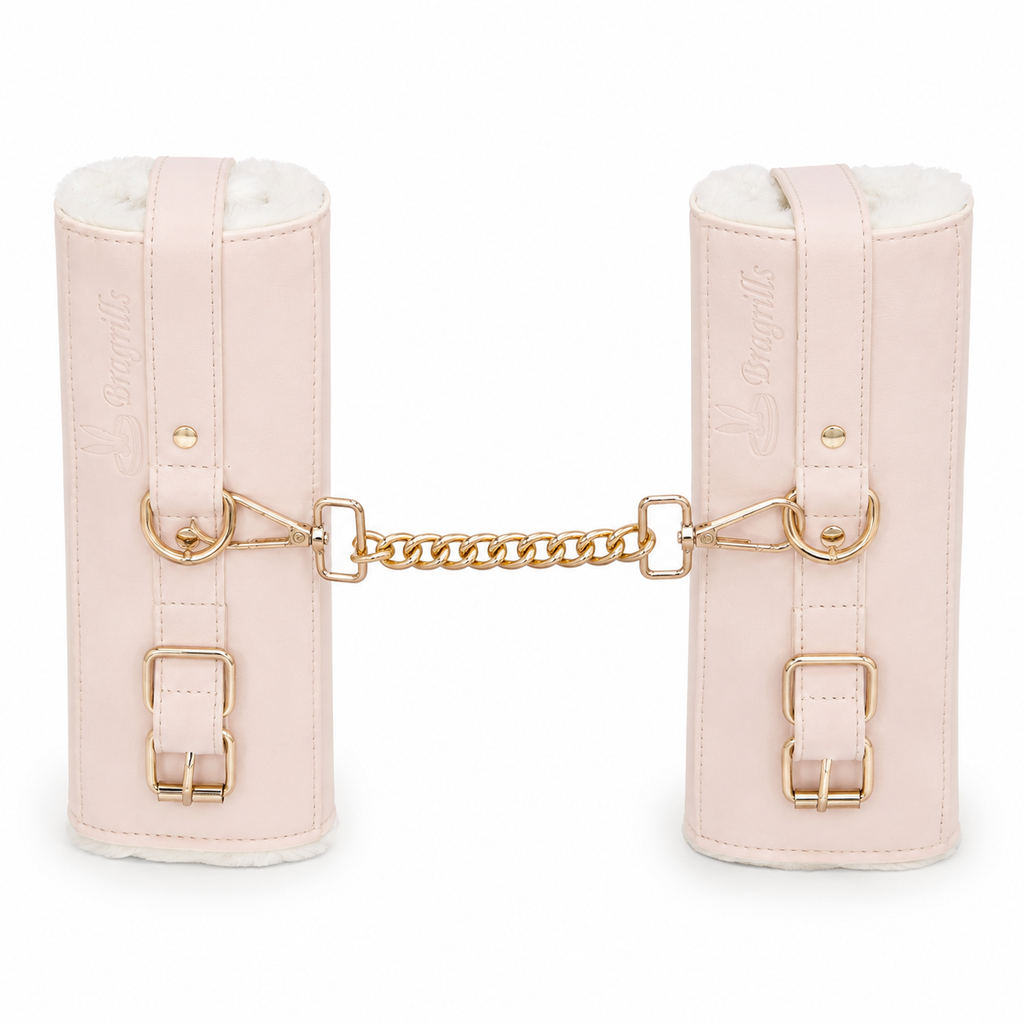 Luxe Plush Wrist Cuffs with Gold Chain – Premium Adjustable Restraint Set