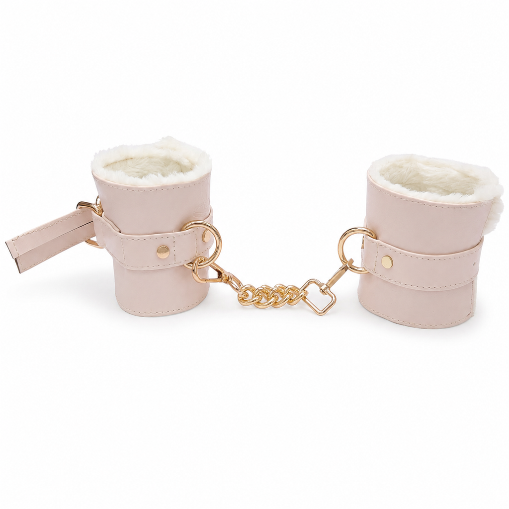Luxury Faux Leather Wrist Cuffs with Chain – Adjustable Restraint Set