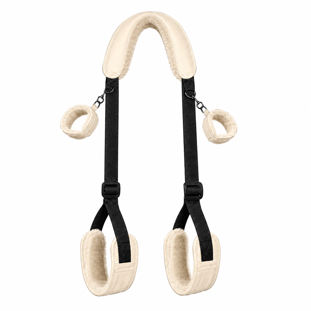 Adjustable sex sling with soft plush wrist and ankle cuffs