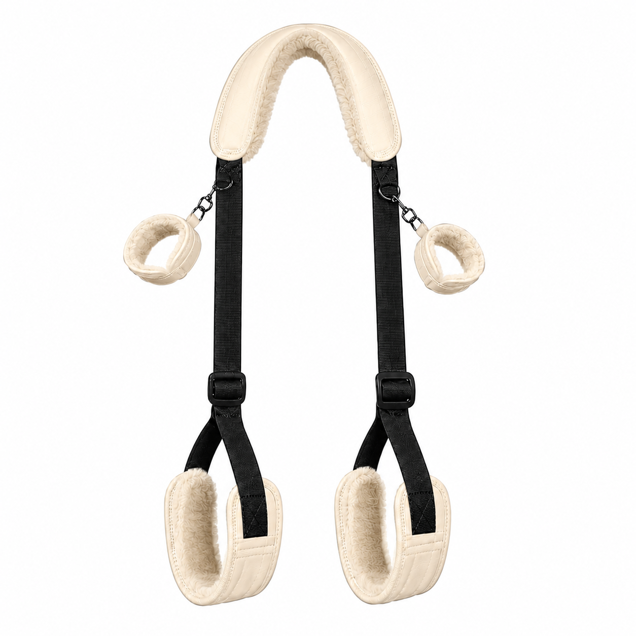 Adjustable sex sling with soft plush wrist and ankle cuffs