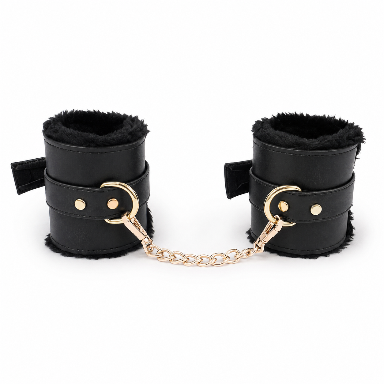 Luxury Faux Leather Wrist Cuffs with Chain – Adjustable Restraint Set