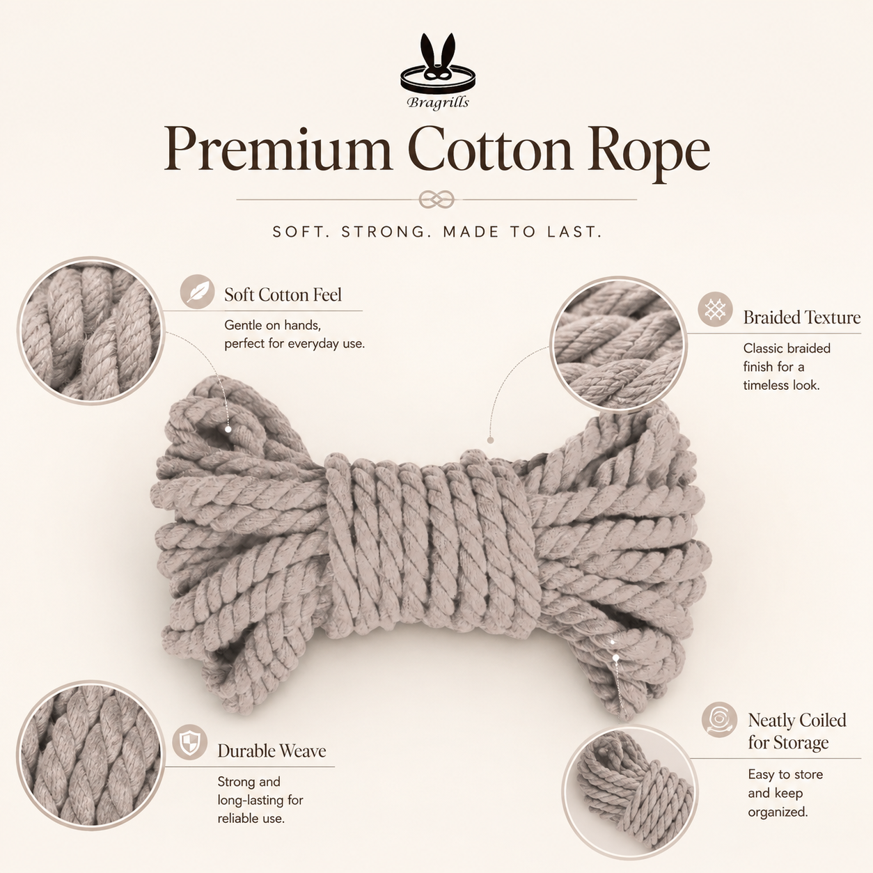 Premium Cotton Bondage Rope – Soft Multi-Purpose Restraint Rope (10 Meter)