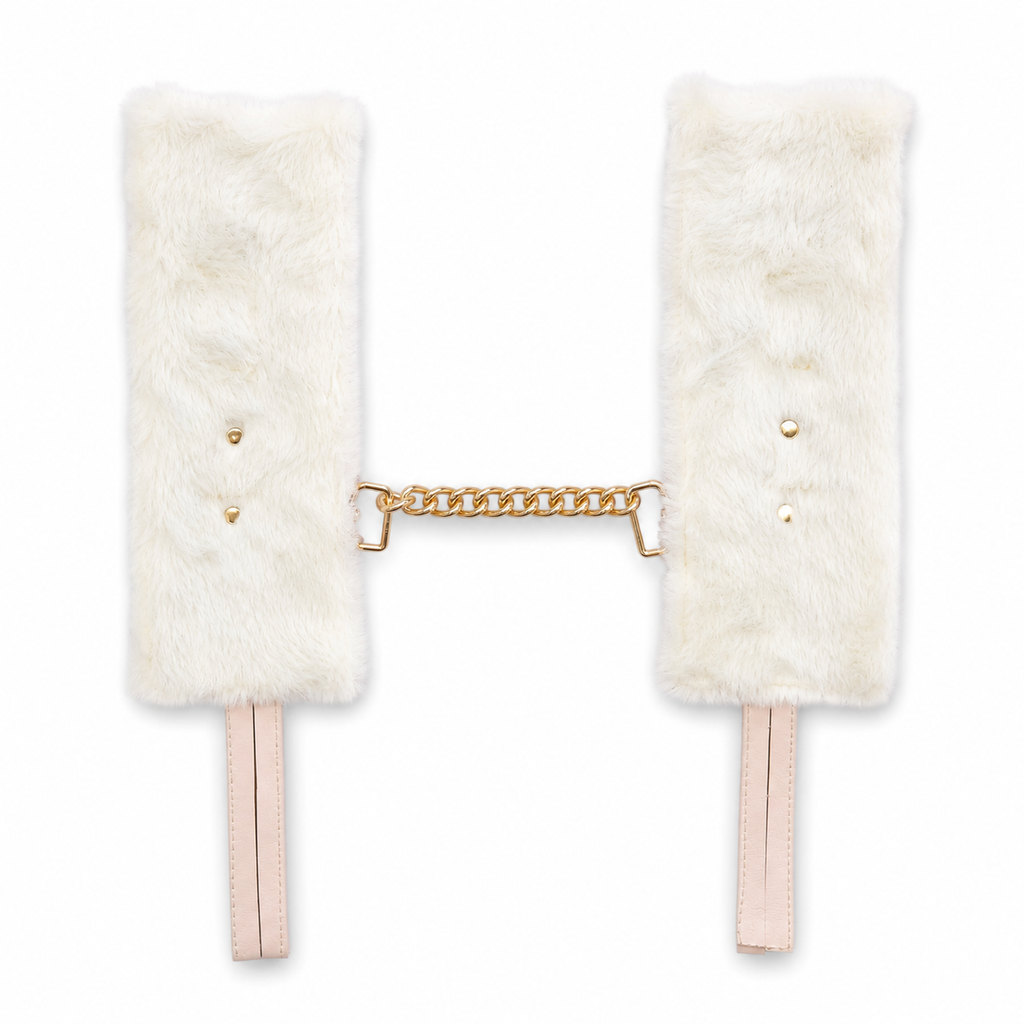 Luxe Plush Wrist Cuffs with Gold Chain – Premium Adjustable Restraint Set