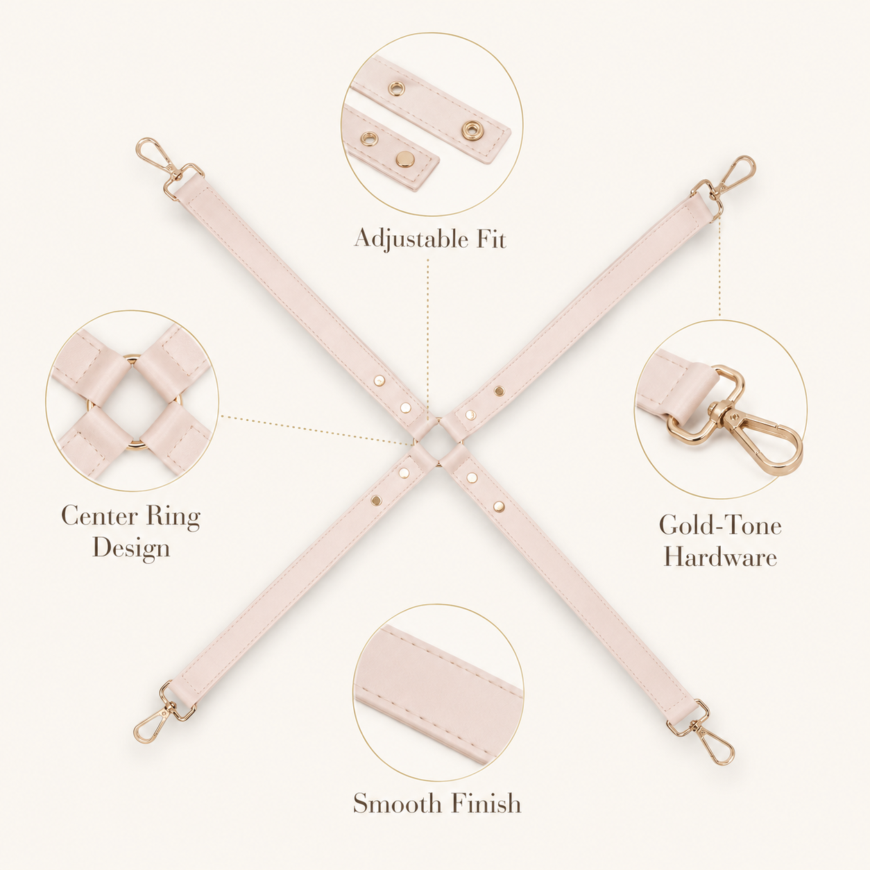 Pink belt with gold-tone hardware on a white background
