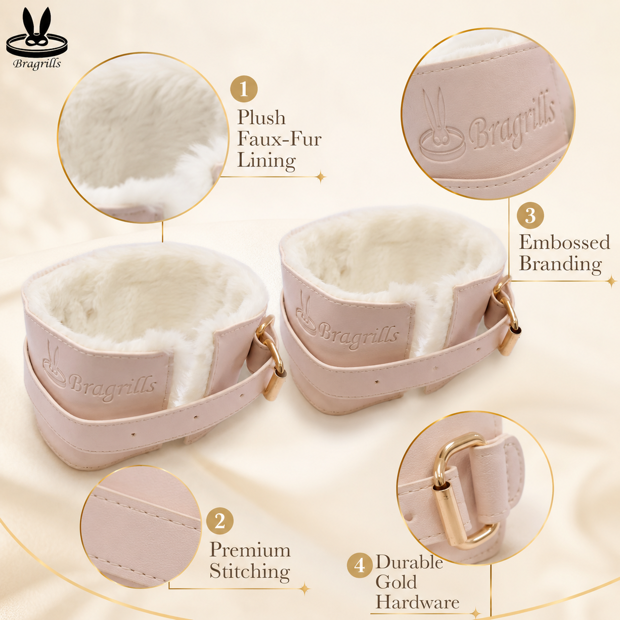 Luxury Plush-Lined Ankle Cuffs – Adjustable Comfort Restraint Set
