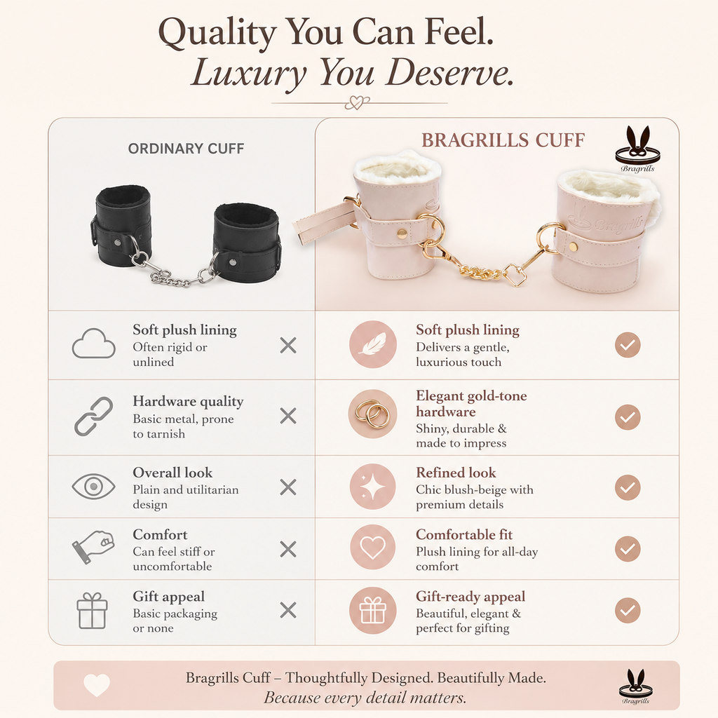 Luxury Faux Leather Wrist Cuffs with Chain – Adjustable Restraint Set