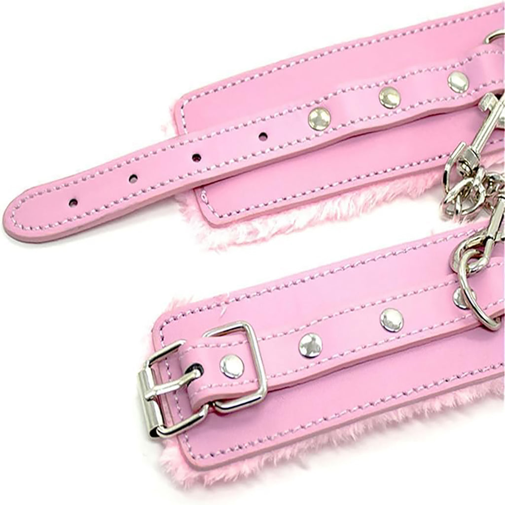 Luxe Plush Wrist Cuffs with Gold Chain – Premium Adjustable Restraint Set