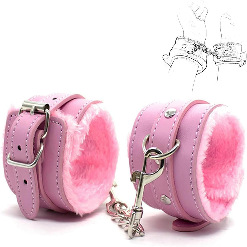 Luxe Plush Wrist Cuffs with Gold Chain – Premium Adjustable Restraint Set