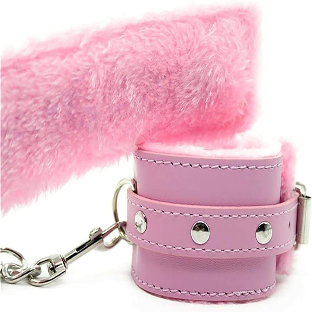 Luxe Plush Wrist Cuffs with Gold Chain – Premium Adjustable Restraint Set