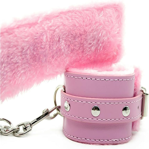Luxe Plush Wrist Cuffs with Gold Chain – Premium Adjustable Restraint Set