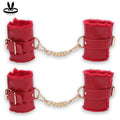 Luxury Faux Leather Wrist Cuffs with Chain – Adjustable Restraint Set