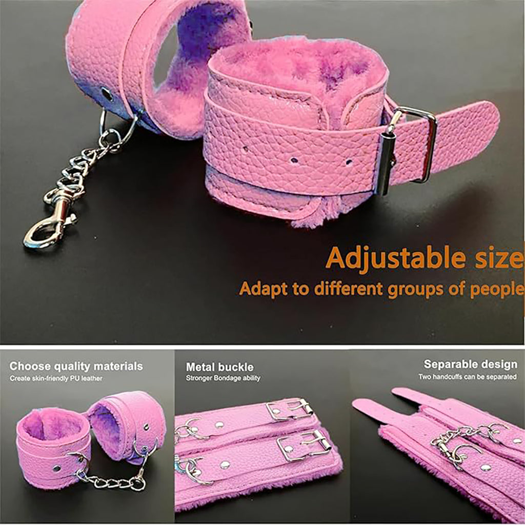 Luxe Plush Wrist Cuffs with Gold Chain – Premium Adjustable Restraint Set