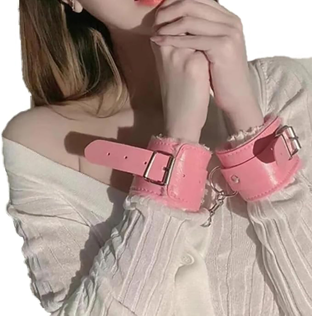 Luxe Plush Wrist Cuffs with Gold Chain – Premium Adjustable Restraint Set
